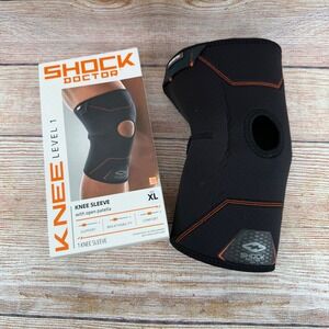 Shock Doctor 865 Knee Sleeve Level 1 Open Patella Compression Black Orange XL